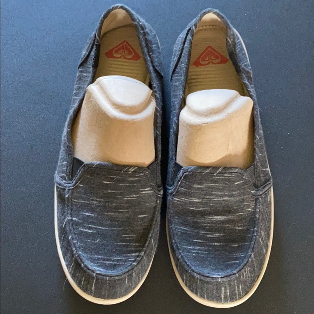 Roxy Black/White Canvas Slip Ons